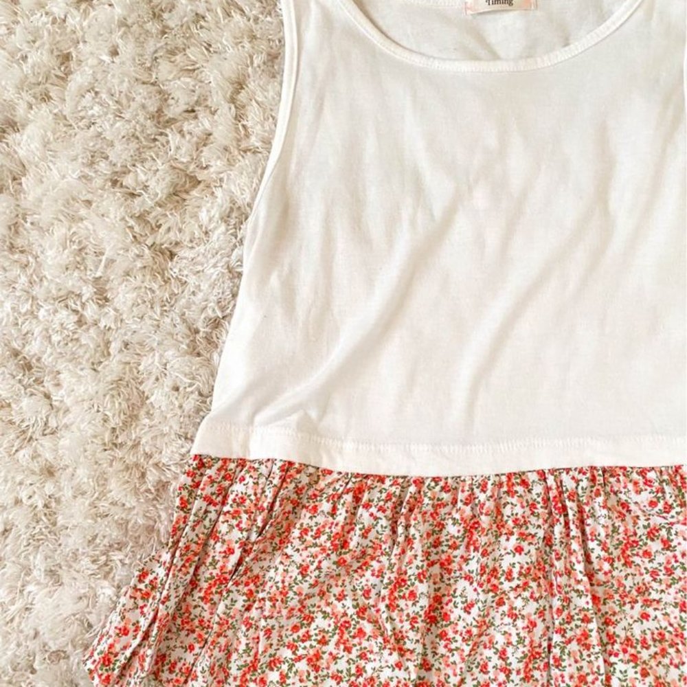 White Floral Boho Ruffle Tank - Picture 3 of 3